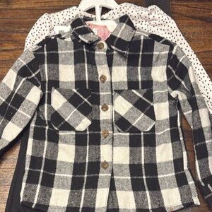 btween Black and White Plaid Button-Down Shirt set - 3 piece set